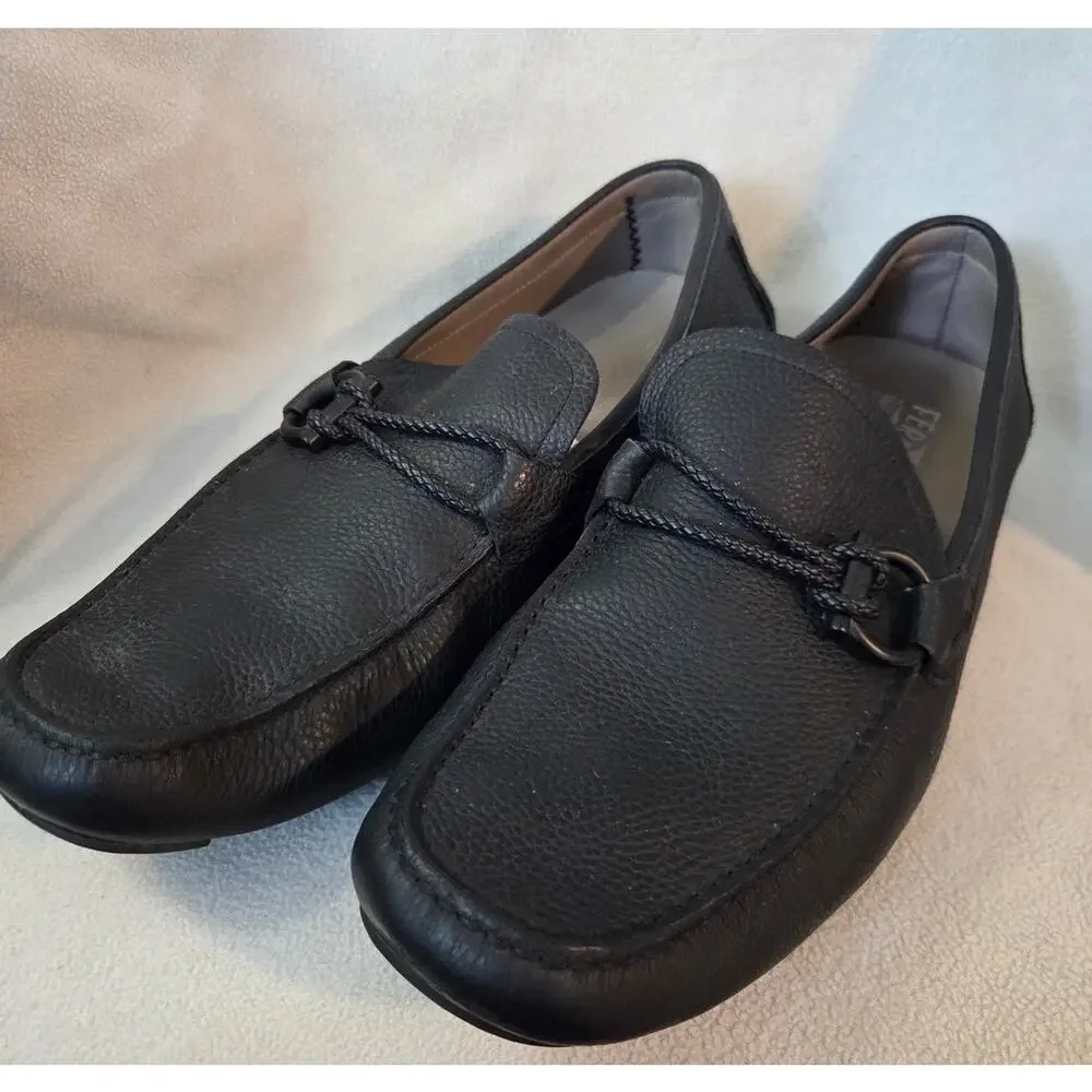 New Salvatore Ferragamo 10.5 EE Black Men Slip On Driving Shoes Italy Dust Bags
